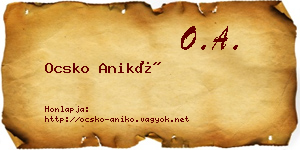 Ocsko Anikó névjegykártya